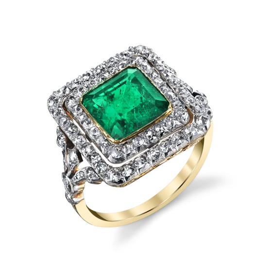 Late Victorian French 2.76 cts emerald ring with AGL gem report, Darren McClung Estate & Precious Jewelry Palo Alto