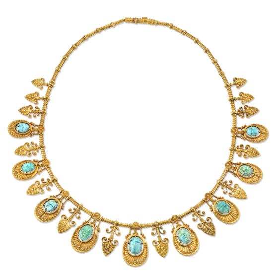 Victorian c. 1870 French Etruscan/Egyptian Revival necklace at Darren McClung Estate & Precious Jewelry Palo Alto