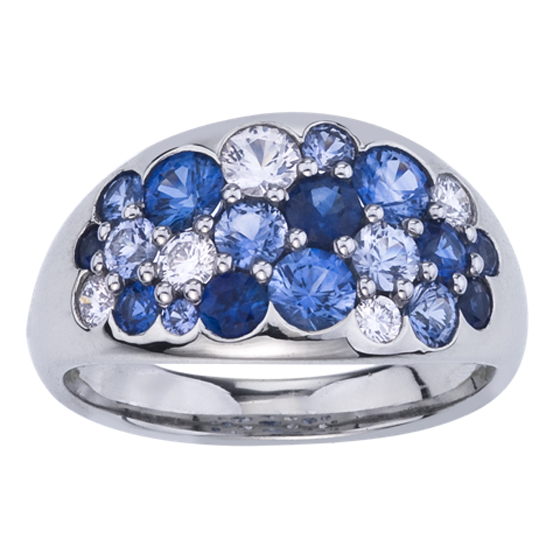 18K White Gold Sapphire and diamond "Tango" Ring by Mark Patterson at Darren McClung Estate & Precious Jewelry, Palo Alto, CA