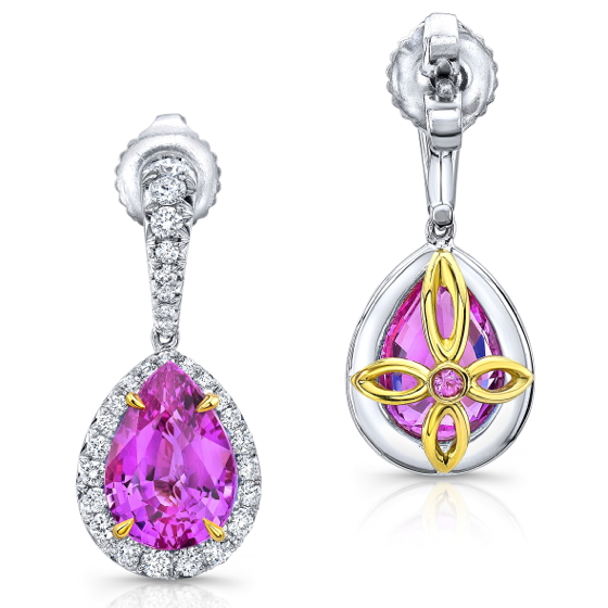 Darren McClung original pink Sapphire and diamond earrings