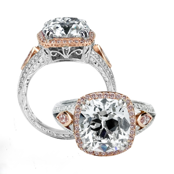 Platinum White & Pink Diamond Ring by Michael Beaudry at Darren McClung Palo Alto California