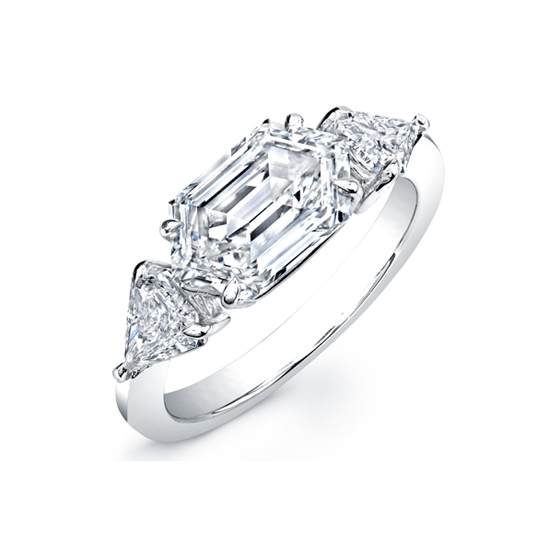 Lozenge cut diamond engagement ring with shield cut diamonds, Darren McClung Fine and Precious Jewelry, Palo Alto, Menlo Park, CA 