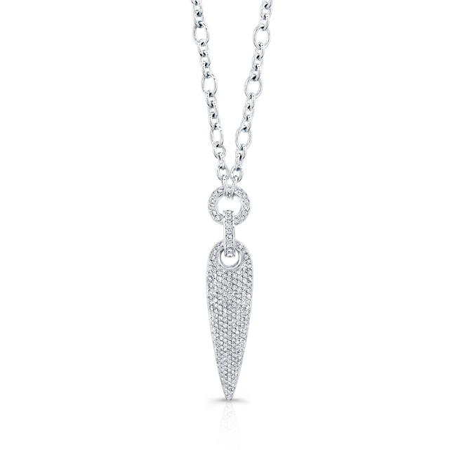 18K white gold and diamond pavé "Stilletto" pendant by Krieger, Germany at Darren McClung in Palo Alto CA